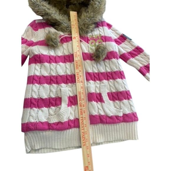 "PINK" RARE! Y2K Zip Up Hooded Faux Fur Lined Sweater SZ L 1986 Tween PLZ READ!! - Picture 12 of 16